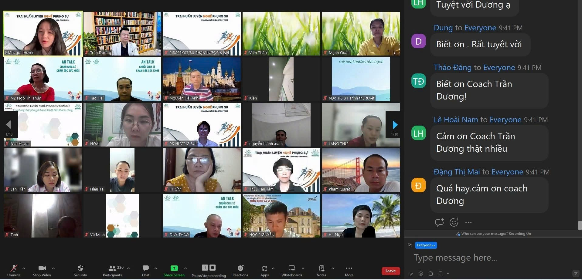 Buổi coaching nhóm qua Zoom với đông đảo học viên tham gia